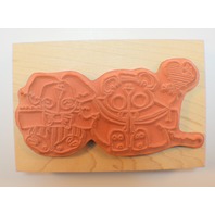 Imaginations 0867D Sketched Bunny Rabbit and Bear Wooden Rubber Stamp