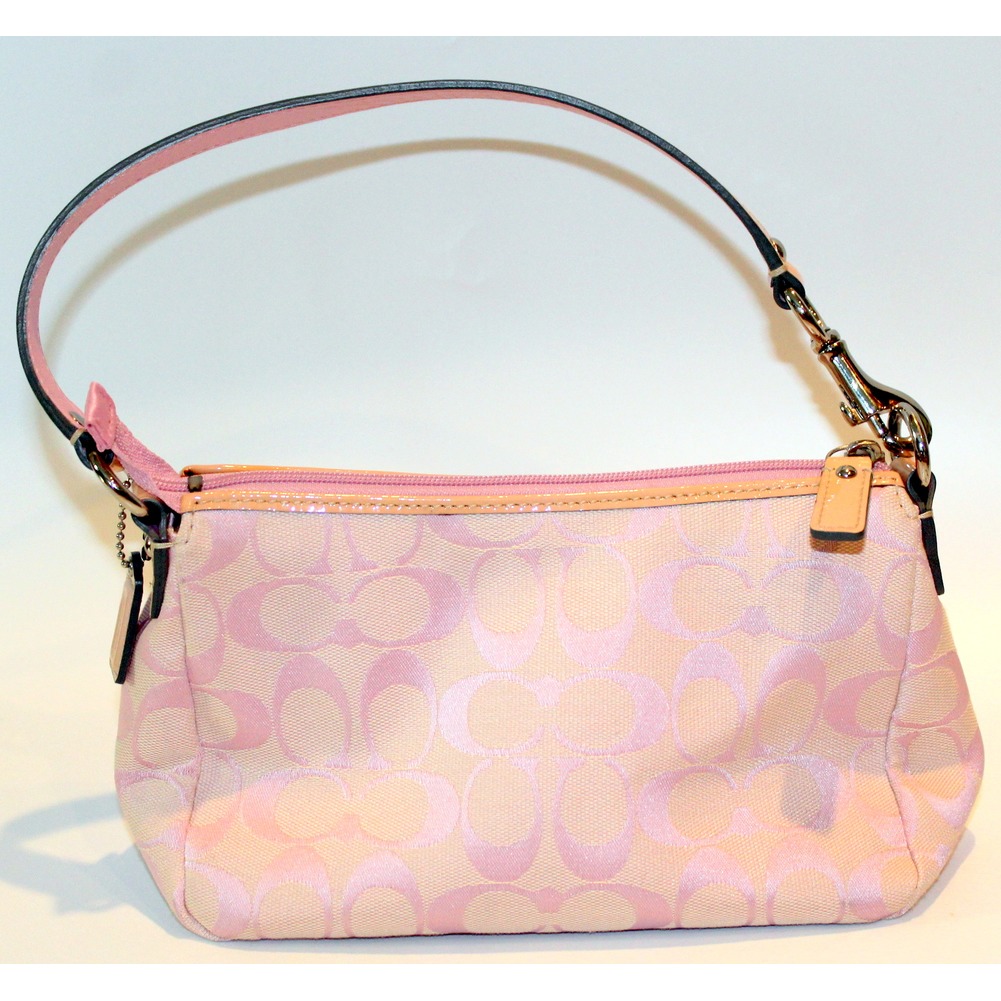 Coach Signature Print Pink Mini Small Handbag Purse Dragonfly Whispers