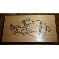 Daisy Kingdom Trumpeting Bunny Hare Rabbit 1992 Trumpet Wooden Rubber Stamp