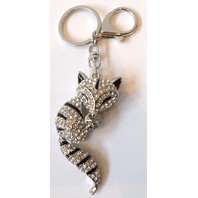 Rhinestone Bling Cute Key Chain Fob Phone Purse Charm Sneaky Foxy Fox