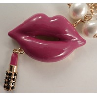 Rhinestone Bling Key Chain Fob Phone Purse Charm Kiss Me Lips And Lipstick Love