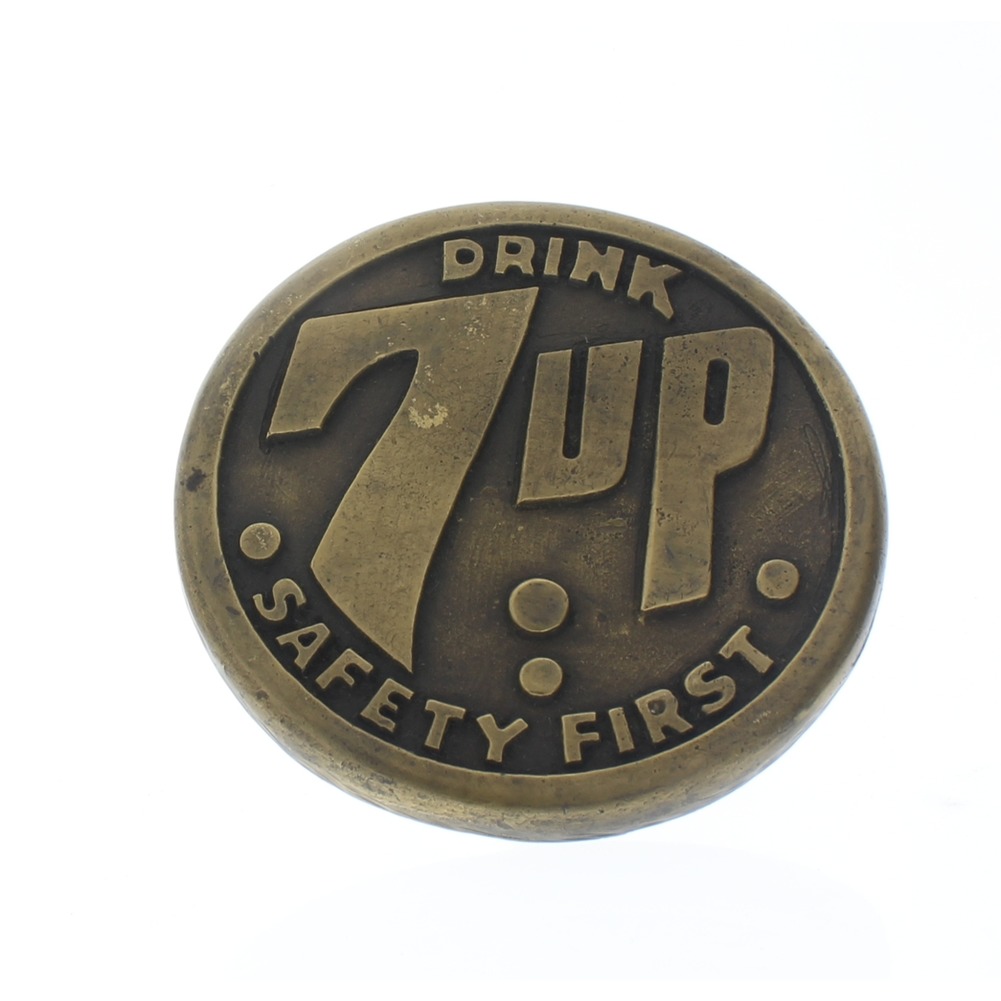 Solid Brass 3.5" Round Seven Up 7-UP Advertising Sidewalk Street Marker