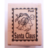 Stampington And Co Wooden Rubber Stamp Vintage Santa Claus Postage Stamp