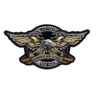 Motorcycle Biker Uniform Patch 11" x 6" Iron Eagle Live Free Ride Free American Steel