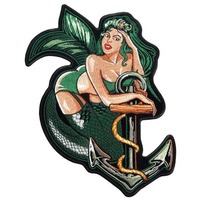 Mermaid With Anchor Sailor 10" X 8" Motorcycle Uniform Patch Biker #Xl