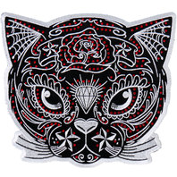 Motorcycle Biker Uniform Patch 4" X 4" Black Cat Bling Kitten