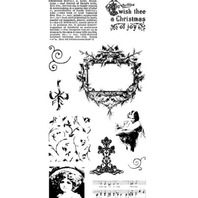 Stampington & Co Yuletide Elements Cling Rubber Stamp Vintage Inspired