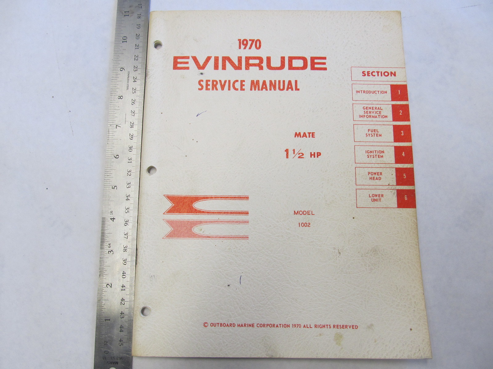 1970 Evinrude Outboard Service Manual 1.5 HP Mate 1002