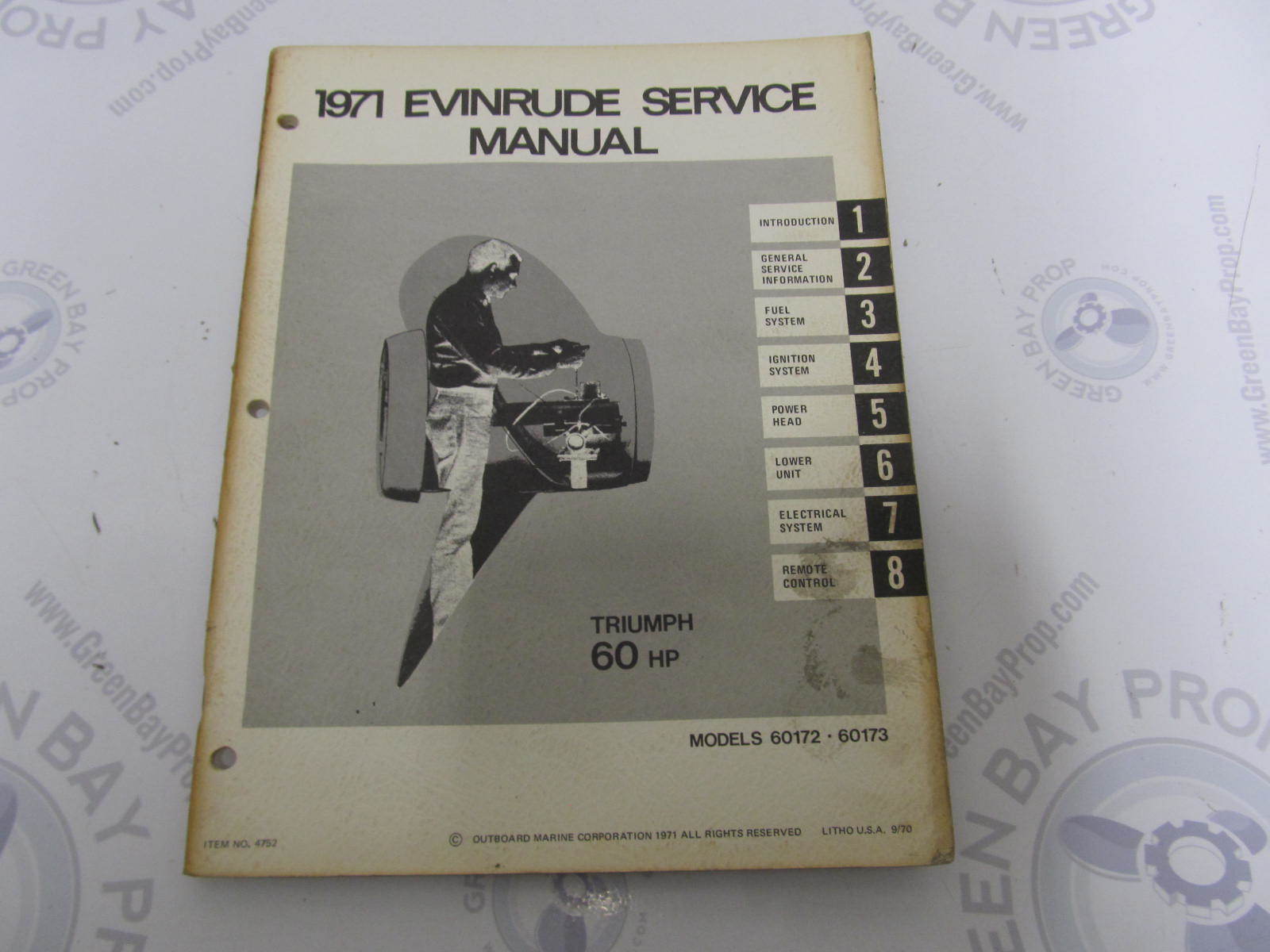 1971 Evinrude Outboard Service Manual 60 HP Triumph 60173 ...