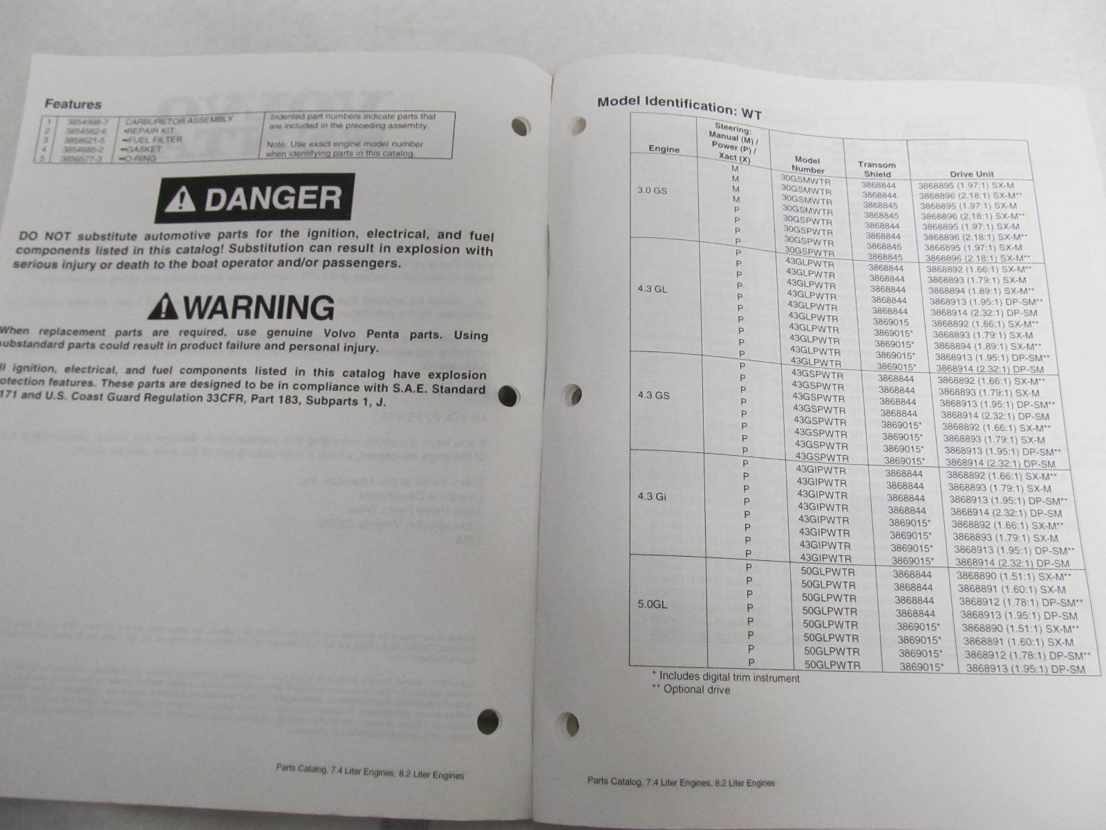 ... 3850088 Volvo Penta Stern Drive Parts Catalog PJX, SX, DP, ...