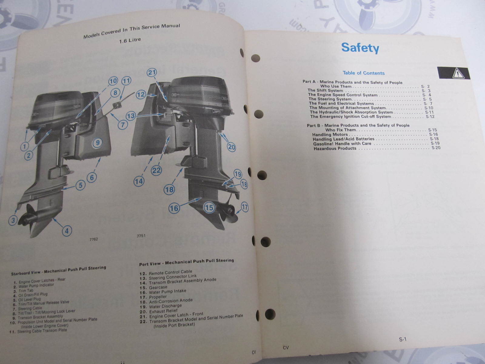 ... 507623 1987 OMC Sea Drive Outboard Service Manual 1.6L Mechanical Steering