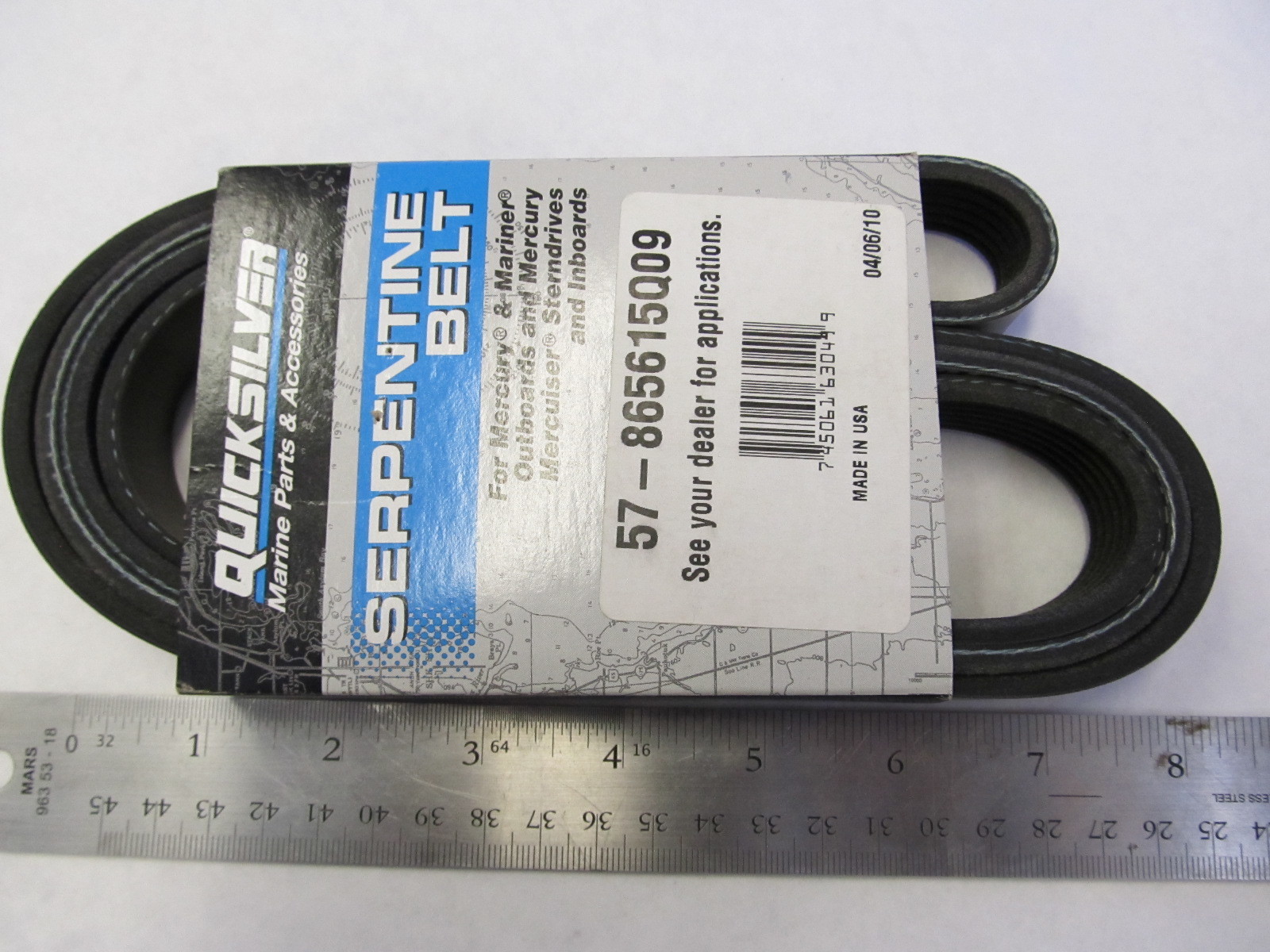 57-865615Q09 Quicksilver Serpentine Belt Mercury Mariner Mercruiser