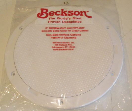 DP83-W Beckson 8" I.D. White Pry-Out Pebble Non-Skid Deck Plate