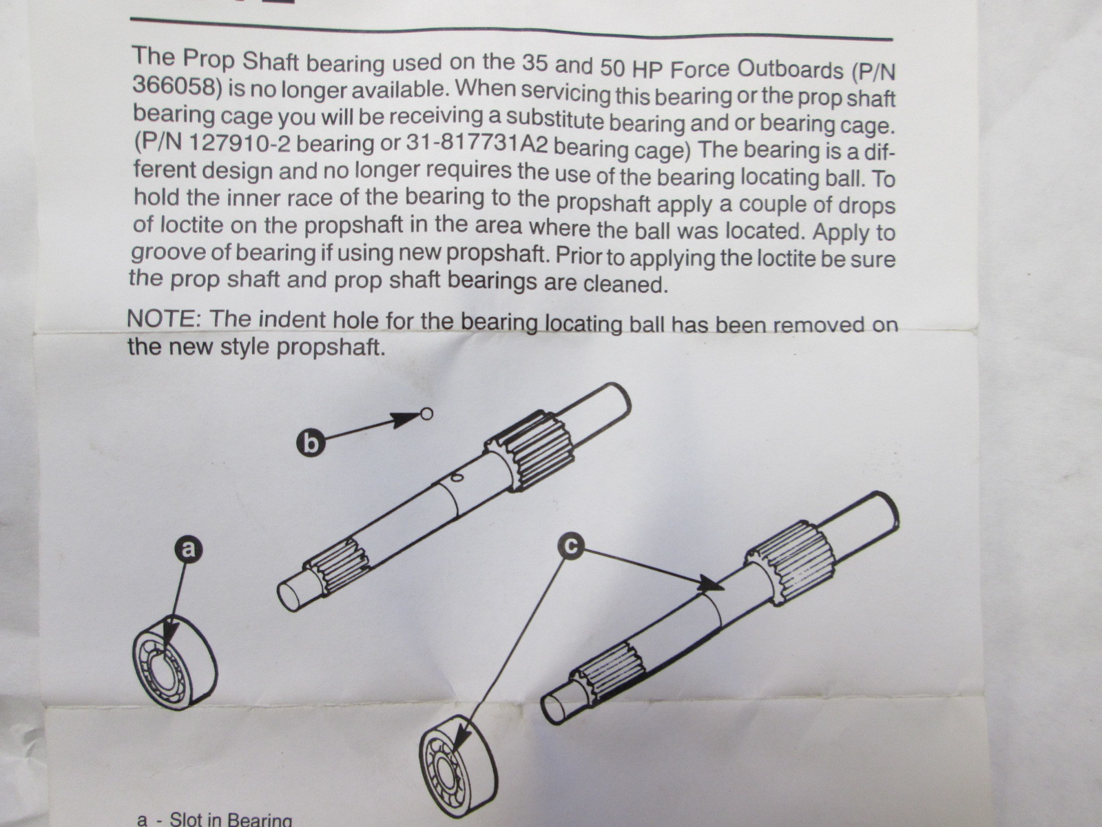 30-820439A 1 Quicksilver  F366058 Ball Bearing Kit Force  35/50HP