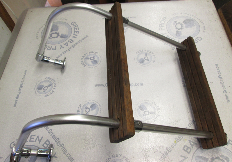 Boat Boarding Ladder Steps Stainless Steel Teak Green Bay Propeller & Marine LLC Galleries