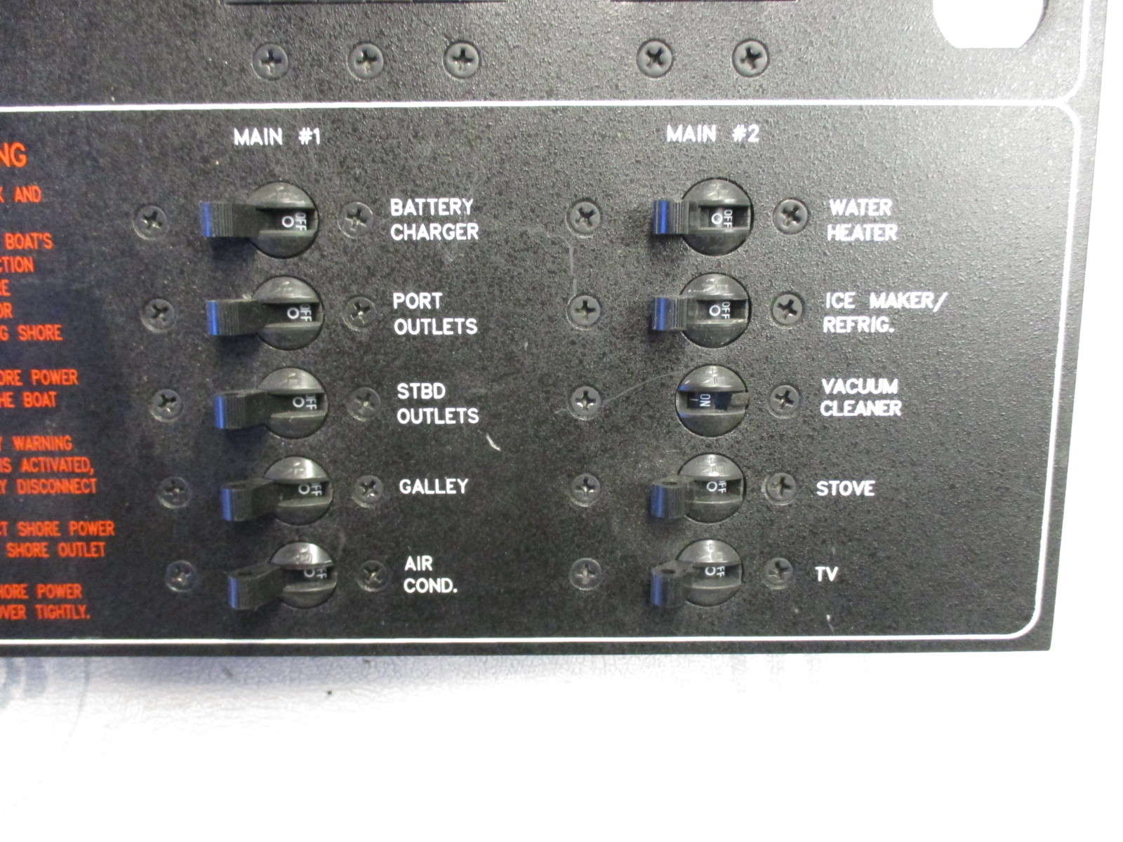 Marine Boat Breaker Panel Main Controls 120V 60HZ AC System Green Bay