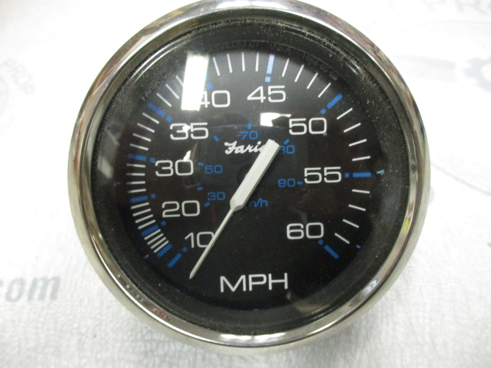 SE9509B Faria Marine Boat Dash Speedo Speedometer 60 MPH Black/Silver