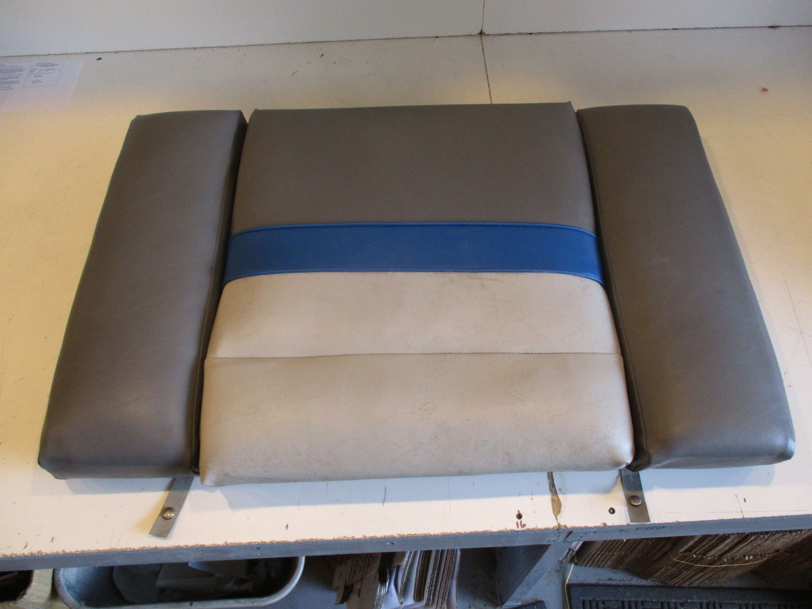 Bayliner Capri Boat Rear Stern Seat Cushion Grey Blue 38.5" x 23"