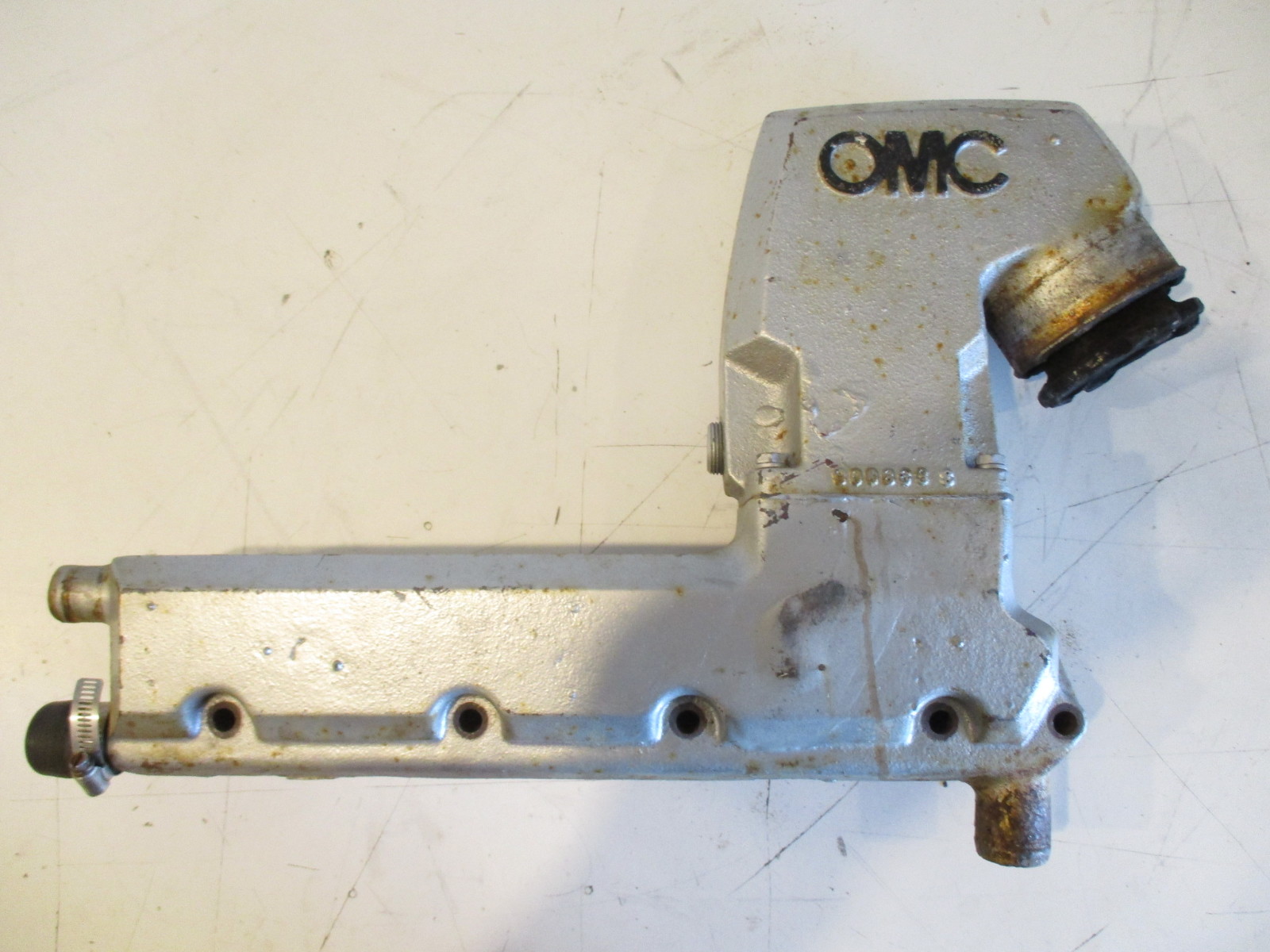 982680 910144 OMC Stringer Stern Drive Chevy GM V8 Port Exhaust Manifold & Riser ...
