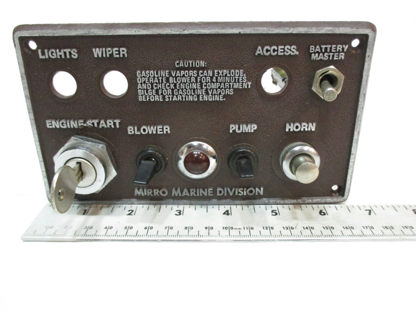 Mirro Marine Boat Dashboard Dash Panel with Key and Switch Brown 6.75" x 3.75"