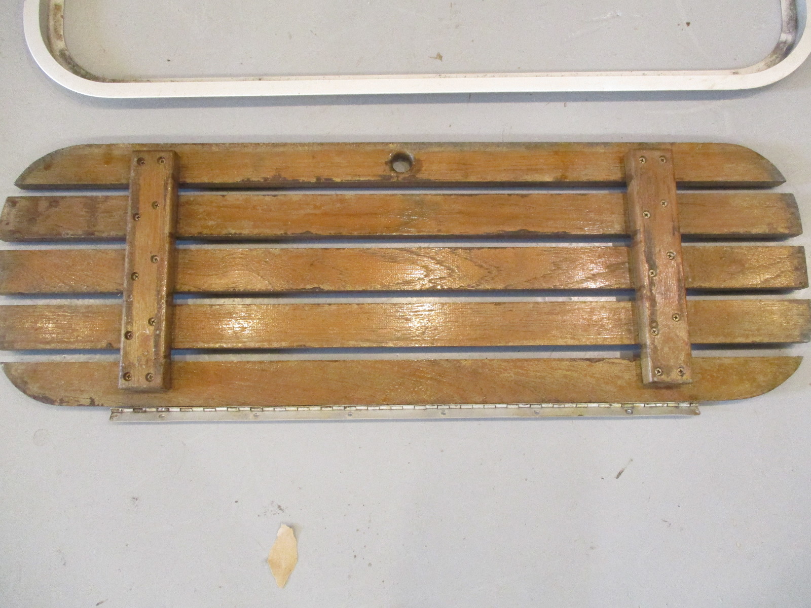 Teak Wood Boat Floor Deck Ski Hatch Cover & Aluminum Frame 35 1/2" x 11