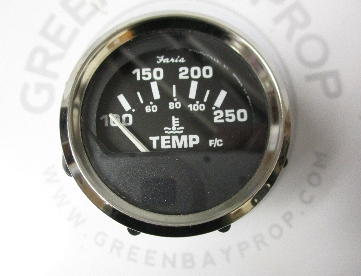 GP9140A Faria Marine Boat Temp Dash Gauge Black/White Chrome