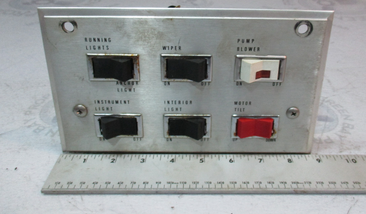 Vintage Chris Craft Scorpion Boat Aluminum Dash Panel Switches 8.75" x 5.25"