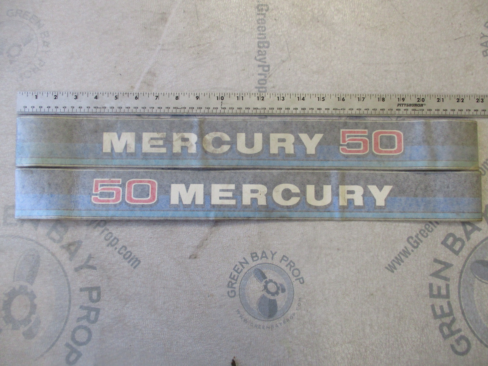 Vintage Fits Mercury 50 Hp Outboard Decal Set Green Bay Propeller