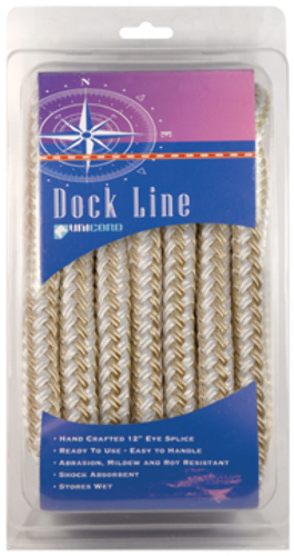 BRAIDED NYLON DOCK LINE-1/2  x 20' Gold/White
