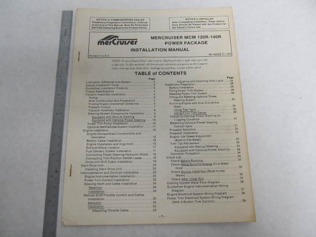 90-42226 Mercruiser MCM 120R-140R Power Package Installation Manual