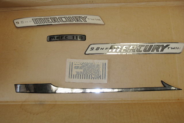 37-31943A1 Vintage White & Chrome Mercury 9.8 Model 110 Cowl Decal Kit