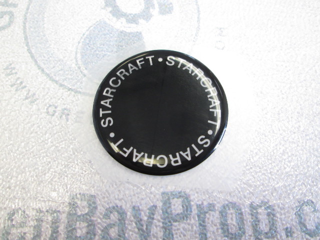 Starcraft Boat Logo Round Black Emblem White Text 1 3/4 in