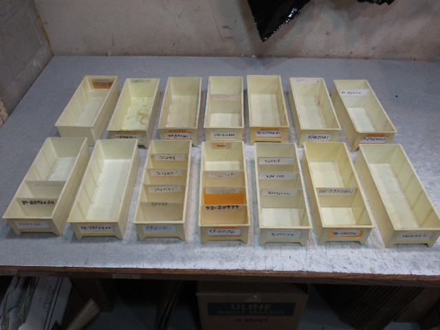 Lot of 14 Yellow Plastic Parts Storage Bins 5 W x 12 L x  3 1/4 H Maximize Space