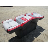 1989 Four Winns Sun Downer Boat Back to Back Seat w/ Base Stand Red White Gray