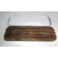 Teak Wood Boat Floor Deck Ski Hatch Cover & Aluminum Frame 35 1/4 x 11 1/4