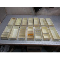 Lot of 14 Yellow Plastic Parts Storage Bins 5 W x 12 L x  3 1/4 H Maximize Space