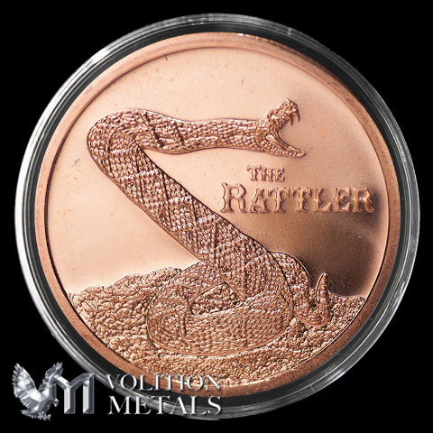 100 Coins- The Rattler 1oz .999 Copper Bullion Rounds