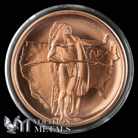 3 Coins- American Indian Series: Oregon Trail 1oz .999 Copper Bullion Rounds