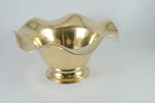 Brass Candy Dish Ruffled Edge 6.75" D 3.25" H