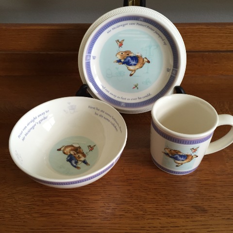 Wedgwood Beatrix Potter Peter Rabbit Child Plate Bowl & Mug Made in England