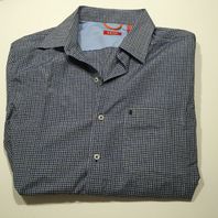 NWOT Izod Button-Front Long Sleeve Easy Care Shirt Medium Blue Plaid