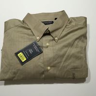NWT Roundtree & Yorke Button-Front Long Sleeve Silky-Finish Dress Shirt 2XB Tan