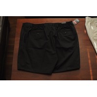 Roundtree & Yorke Mens Classic Fit Flat Front Shorts 8" Inseam Cotton 44 Black