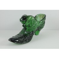Emerald Green Glass Cat Shoe Slipper -Unmarked