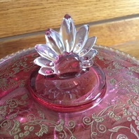 Etched Glass Divided Footed Candy Dish