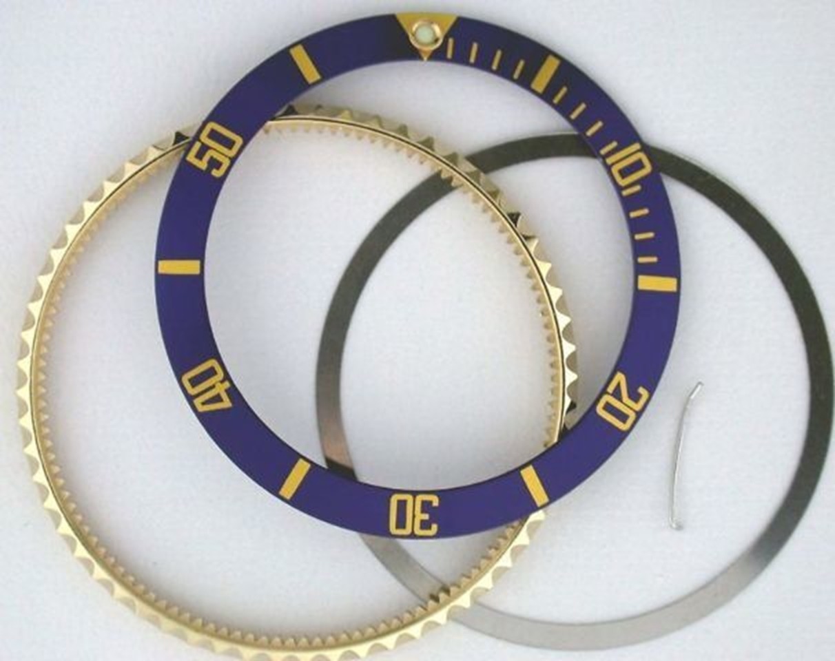 BEZEL & INSERT FOR ROLEX SUBMARINER SERTI 18K 16613 REAL GOLD BLUE GOLD