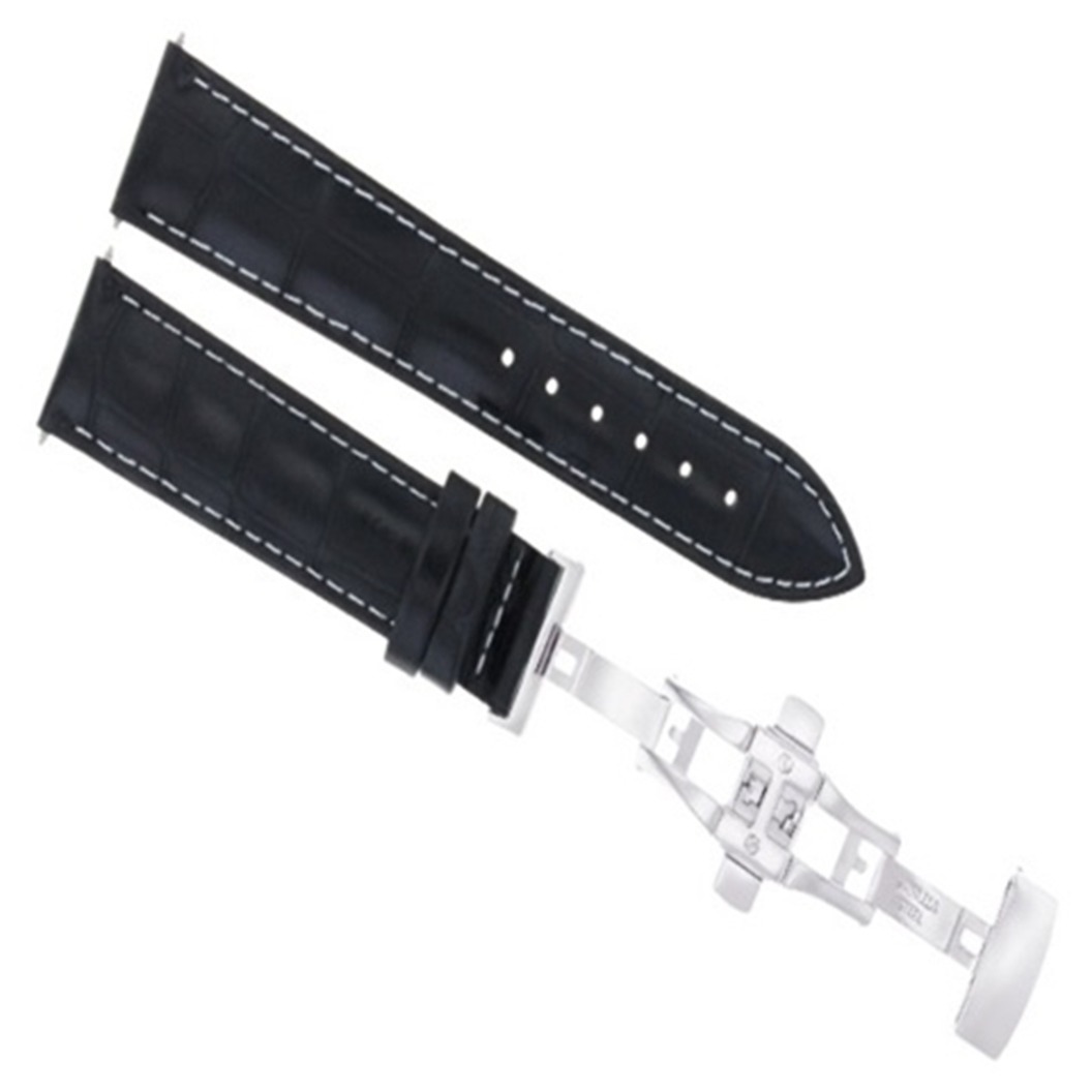 20MM LEATHER WATCH BAND STRAP CLASP FOR CERTINA DS PODIUM SQUARE BLACK