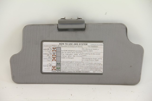 Nissan Armada 04-15 Left/Driver Side Sun Visor Secondary, A598, OEM, 2004, 2005, 2006, 2007, 2008, 2009, 2010, 2011, 2012, 2013, 2014, 2015