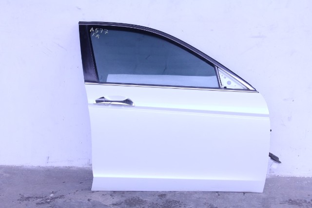 Honda Accord 08-12 Sedan Front Door Assy Right Side White 67010-TA0-A90ZZ, A577, OEM, 2008, 2009, 2010, 2011, 2012