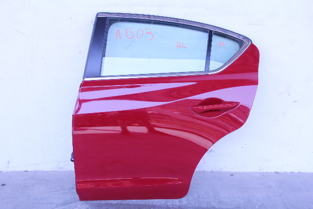 Acura ILX 16-17 Rear Left Door Assembly Red 67550-TX6-A80, A603, OEM, 2016, 2017